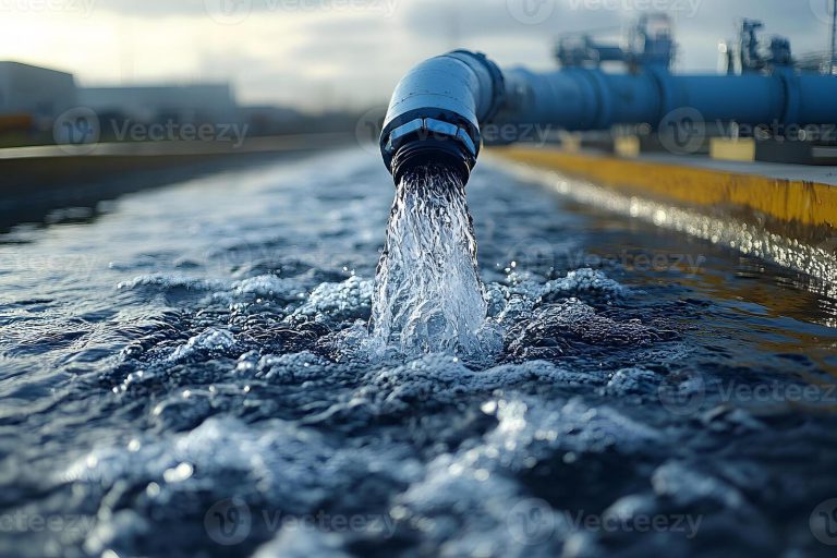 industrial-water-flow-from-pipe-at-treatment-facility-for-environmental-management-photo
